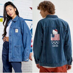 NWT Hello Kitty X Team USA Olympics Denim Chore Jacket Unisex UO Size S